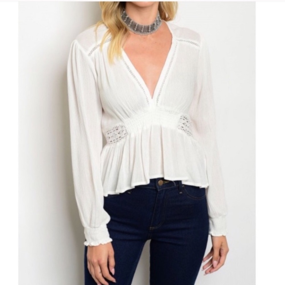 Tea n Cup White Ruffle Top